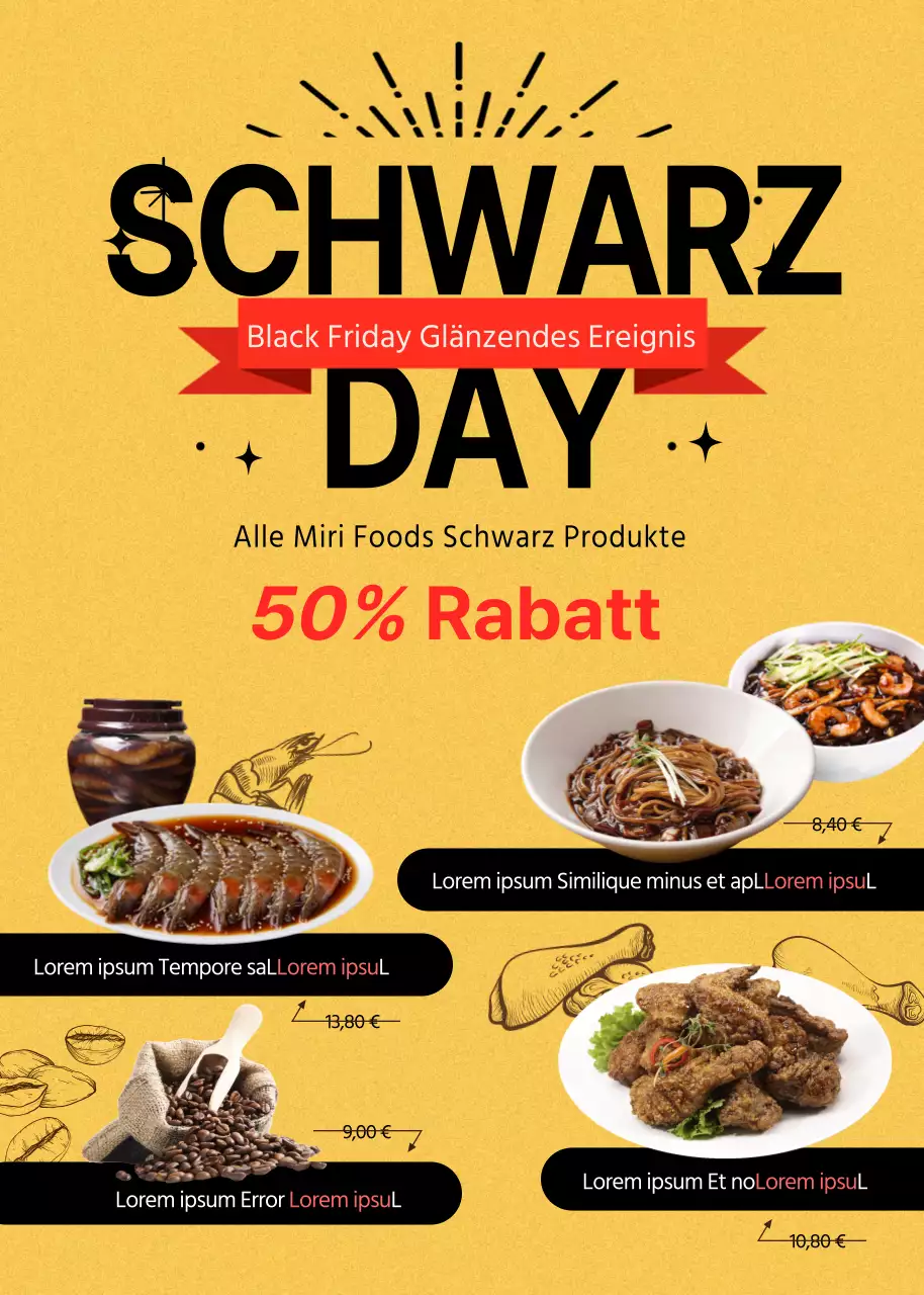 Black Friday Glitzer in Gelb und Schwarz