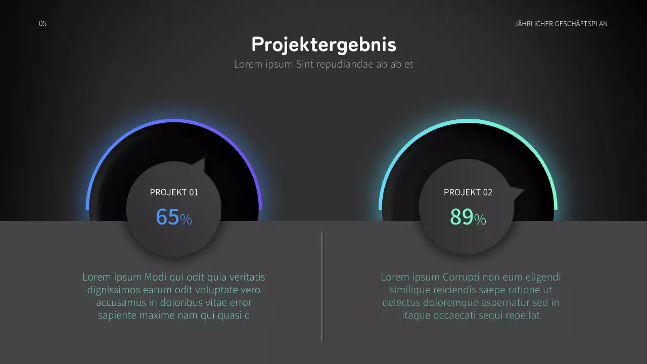 Jährlicher Geschäftsplan für die Automobilindustrie mit blauen und schwarzen beweglichen Grafiken