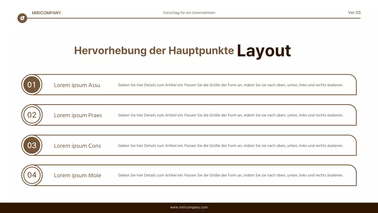 Einfacher Bericht mit brauner und weißer Textmarkierung