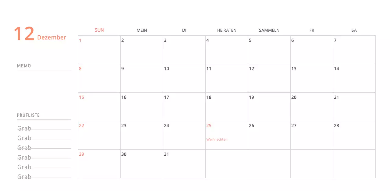 Niedlich illustrierter grüner Tischkalender mit Familienthemen