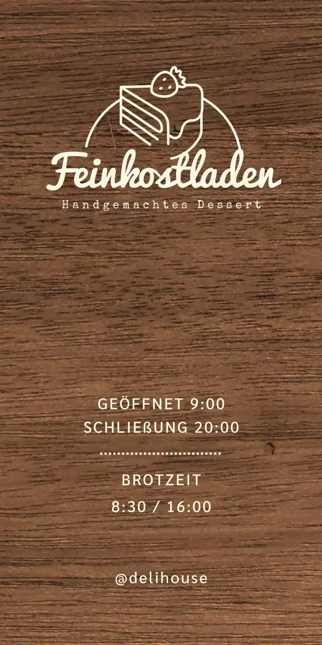 Dessert Cafe Beschilderung mit Elfenbein Text und Kuchen Linie Illustration