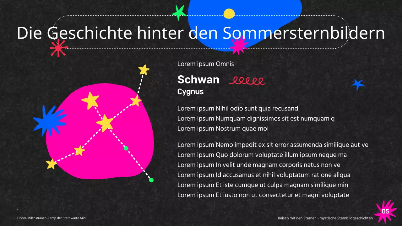 Bunte Sternwarte Milchstraße Camp Sternbilder auf schwarzem Hintergrund Lehrmittel