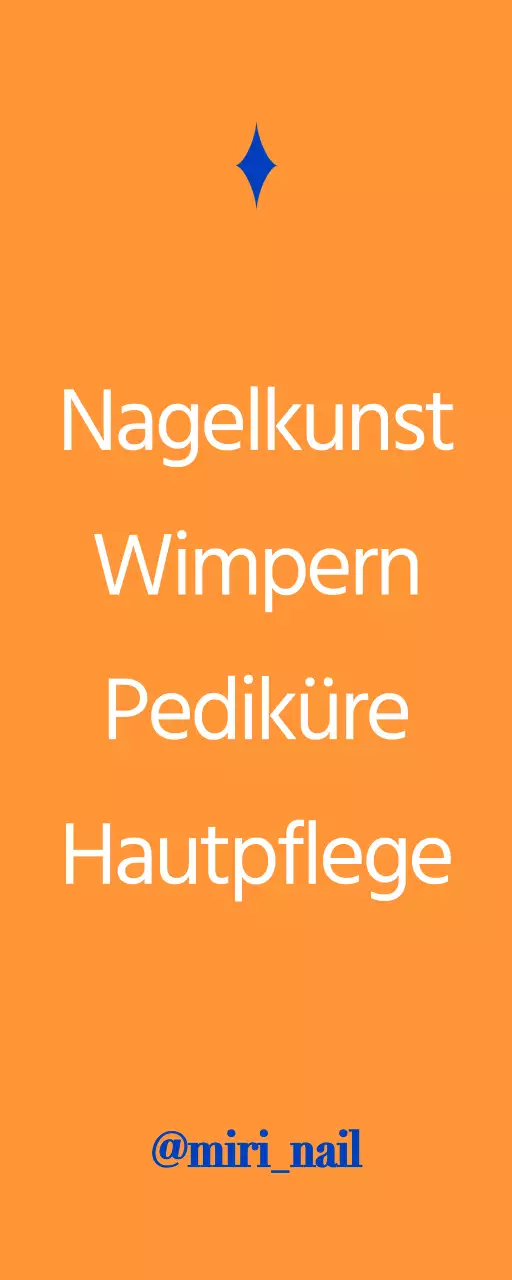 Nette Nail Art Shop Werbung mit blauem und orangem Text