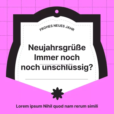 Eine Sammlung von Neujahrsgrüßen in schwarzer und rosa Schrift (Instagram Newsfeed Post)