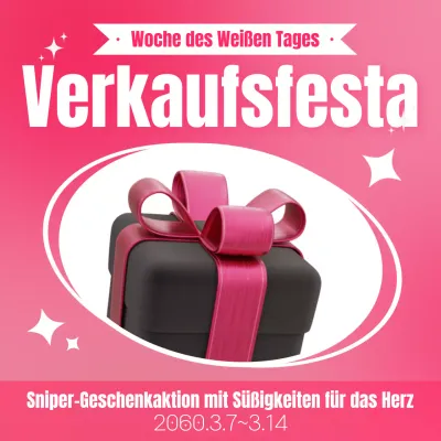 Glitzernde White Day Geschenkaktion auf rosa Hintergrund