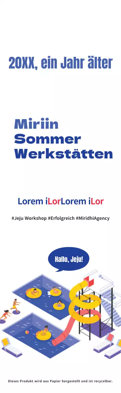 Einfacher Illustrationsstil in Marineblau und Hellblau Über den Sommerworkshop