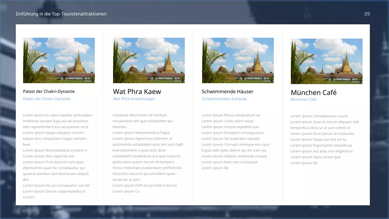 Ein einfaches, sauberes Kreuzfahrtprodukt mit tiefem Marineblau und klarem Weiß für gute Lesbarkeit