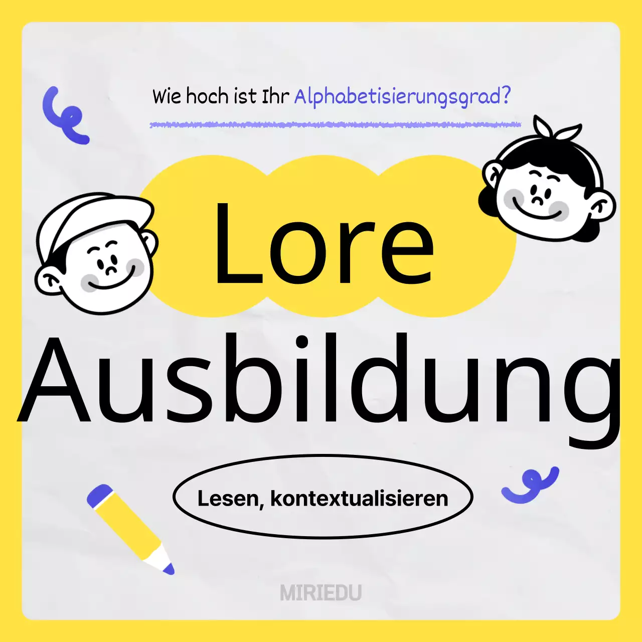 Förderung der Alphabetisierung mit einem gelb-blauen, kitschigen Doodle-Konzept