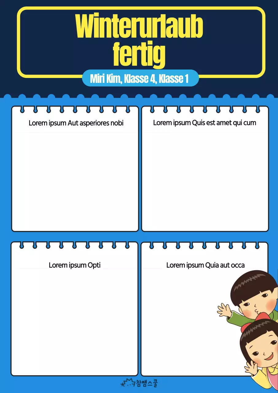 Blauer und gelber Planer für den Winterurlaub