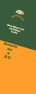 Eine hübsche grüne und orangefarbene Café-Logo-Stil Menü Führer und Förderung.