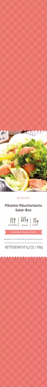 Roter Fotorahmen Räucherlachs Salat Bento Box