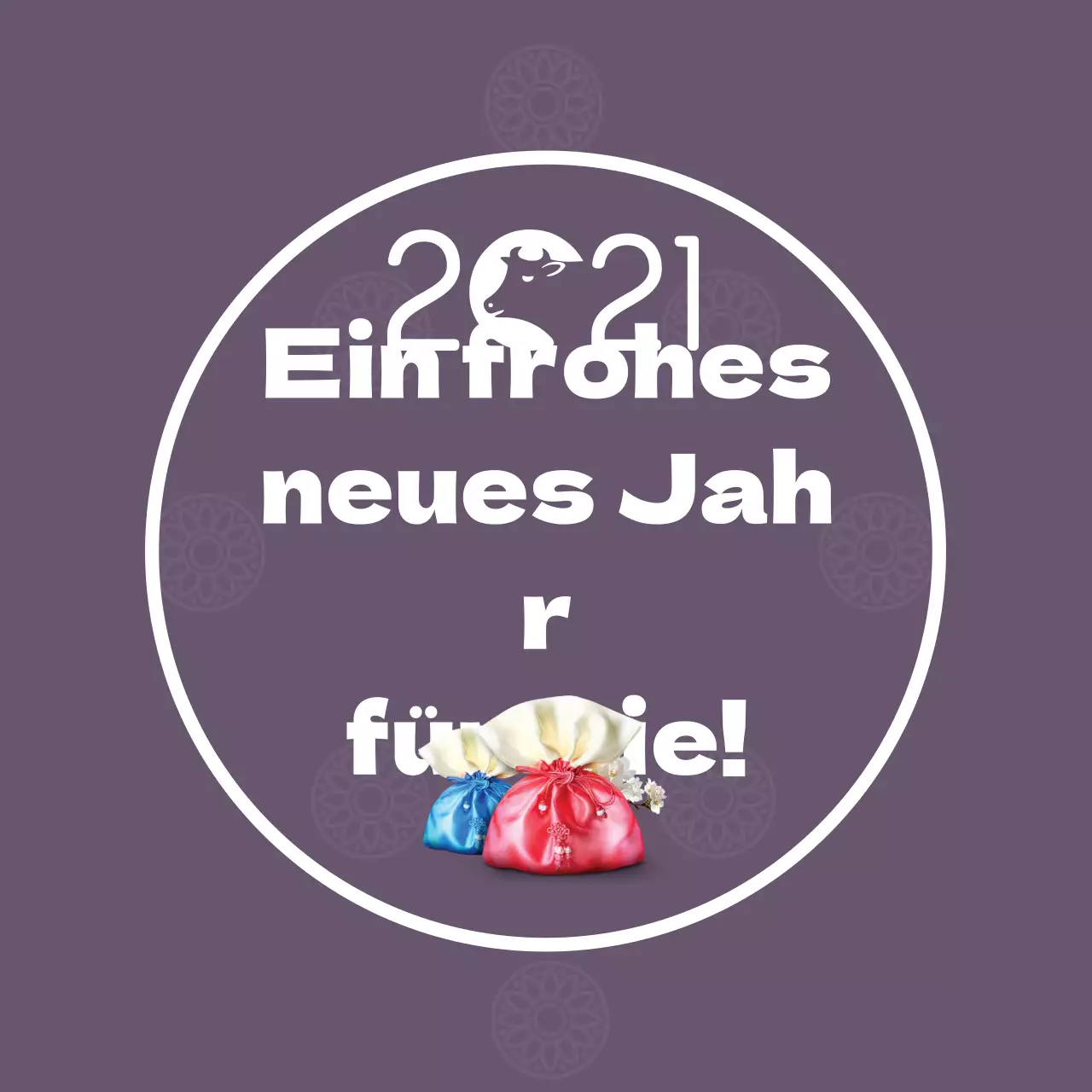 Lila Foto SchriftzugHervorgehobene Neujahrsgrüße Etikett