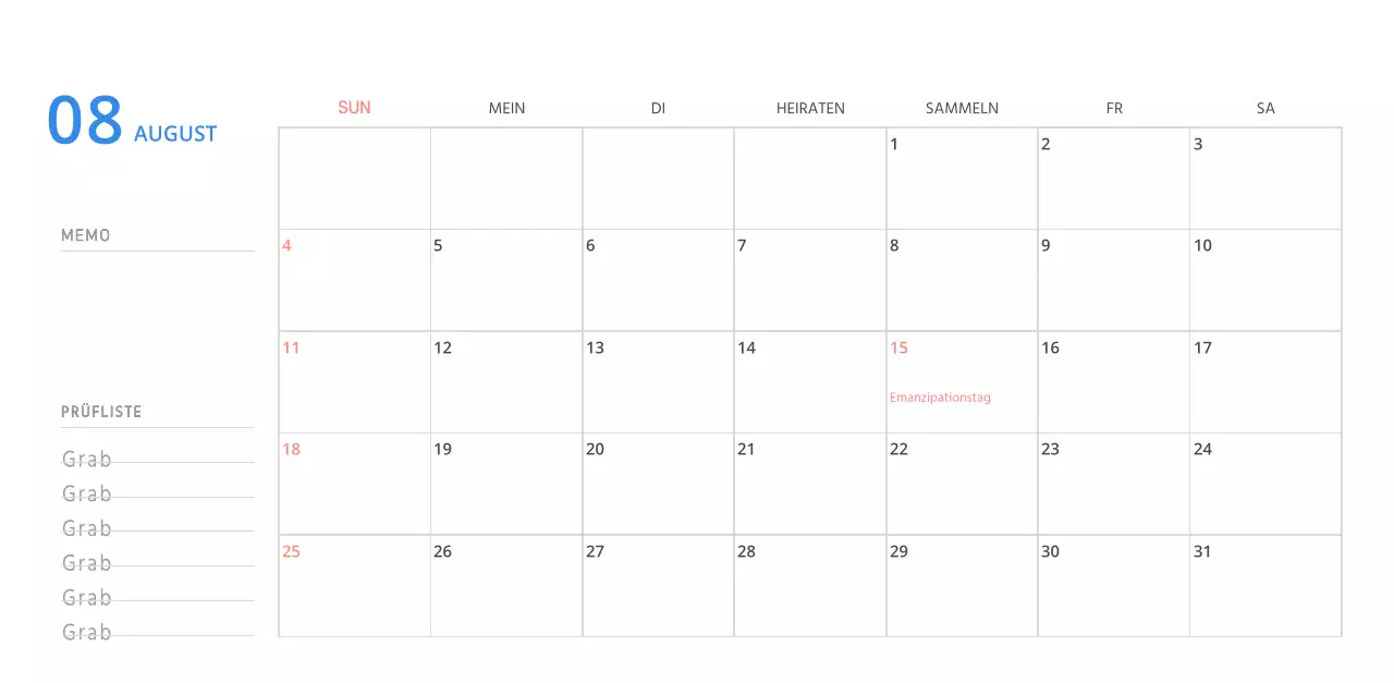 Niedlich illustrierter grüner Tischkalender mit Familienthemen