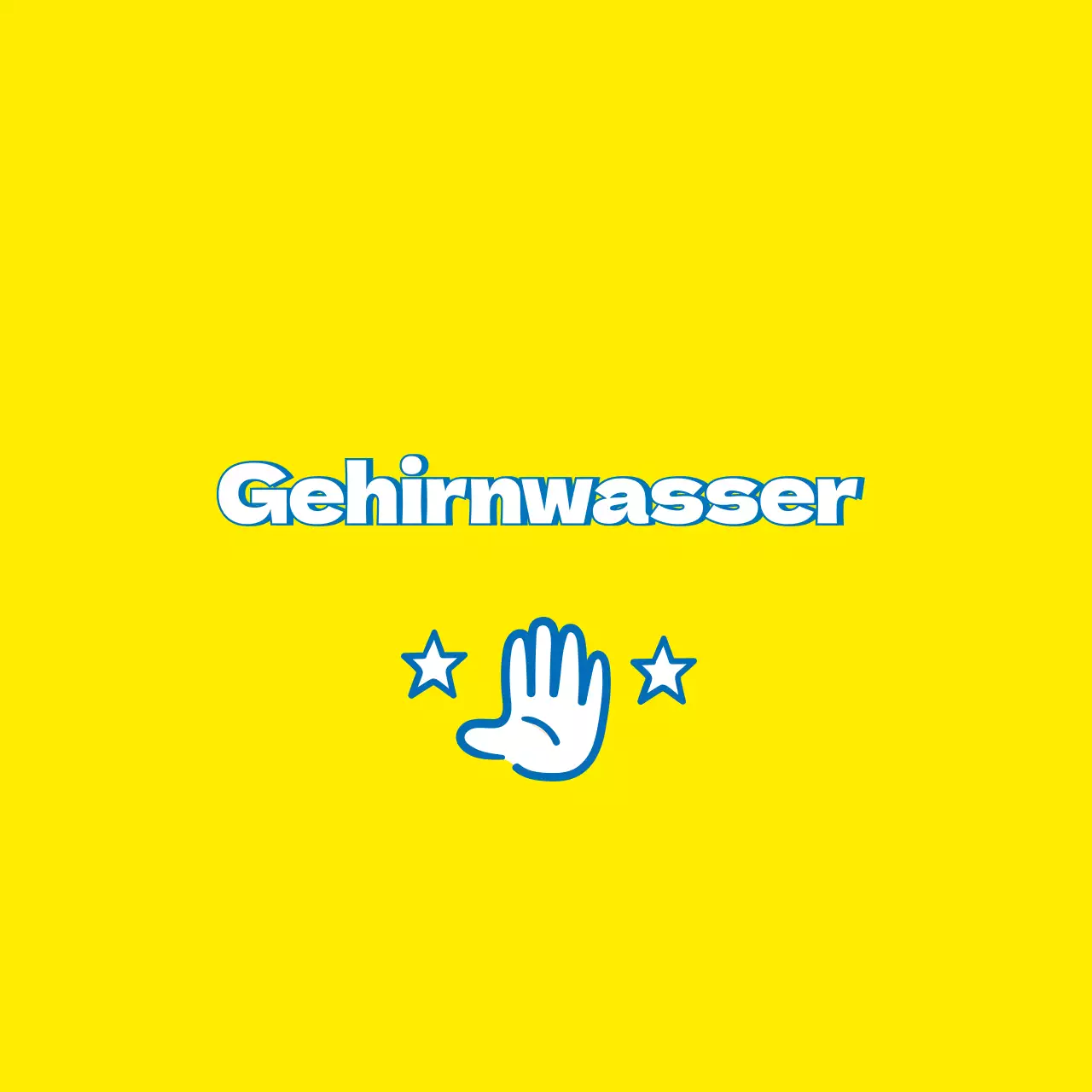 Ein einfacher Bestechungsdienst mit gelbem und blauem Text und Handabbildungen.