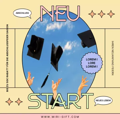 Rabattaktion für Schulabgänger in Gelb und Rosa