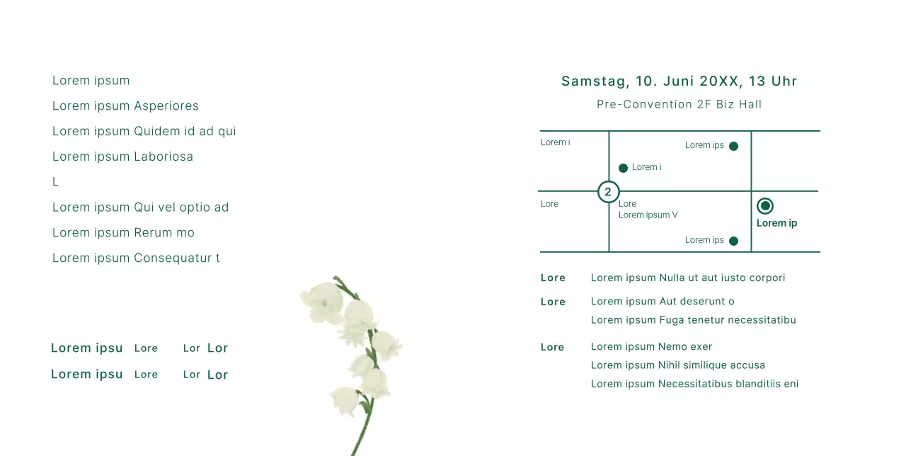 Einfache und sentimentale Hochzeitseinladung mit weißen Lilien und gelben Blumen Illustration