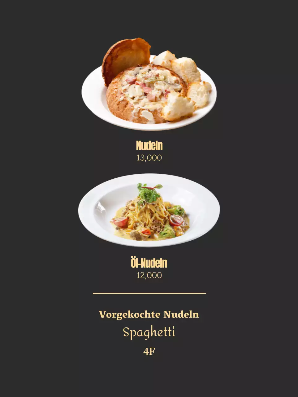 Förderung von Nudeln mit einem beruhigenden warmgrauen Hintergrund