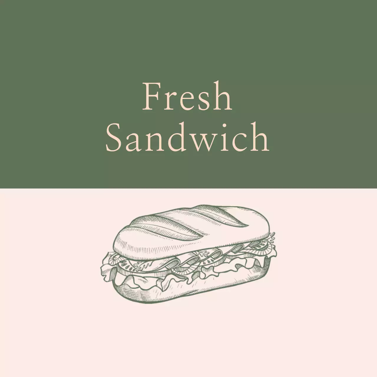 Ilustrasi hijau label sandwich makanan antik