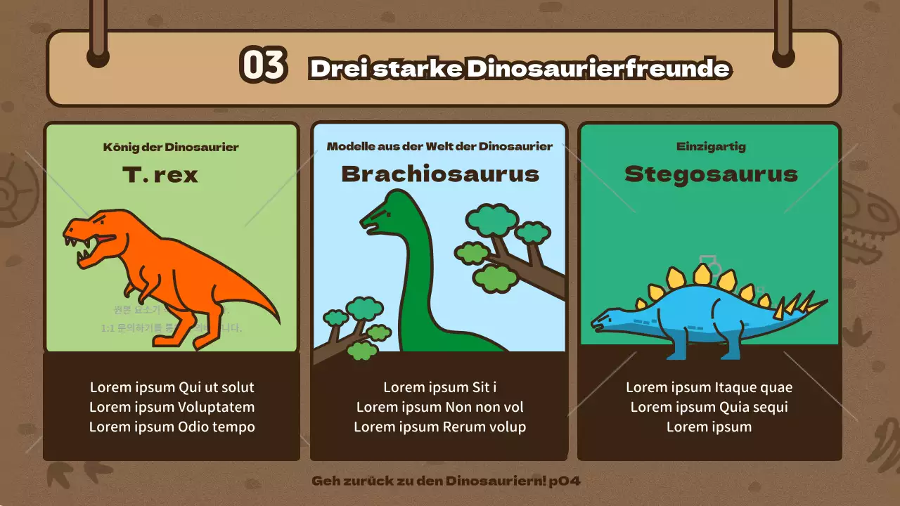 Brown Exploration Team Konzept Cute Dinosaurier Illustration Wissenschaft Zeit