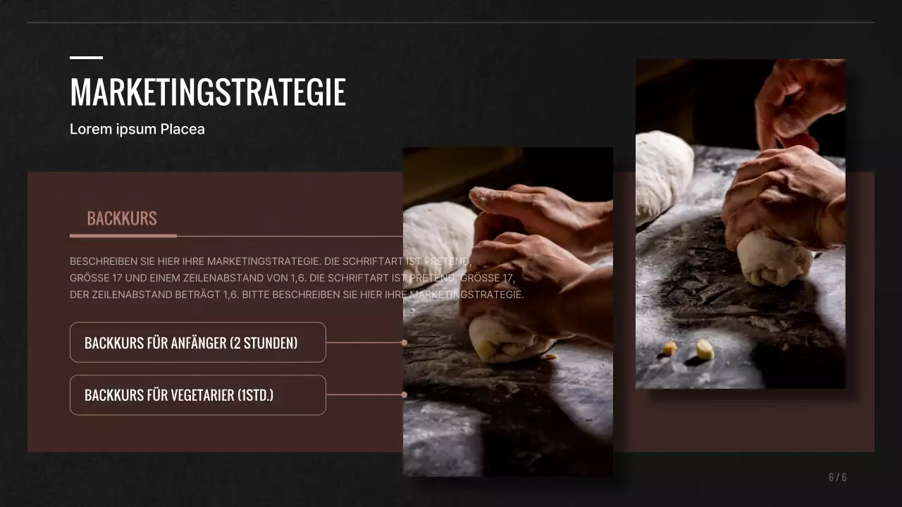 Neuer Menüvorschlag für eine braun-schwarze Bäckerei