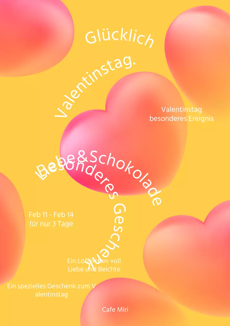 Valentinstag mit gelbem Hintergrund und Herz-Konzept