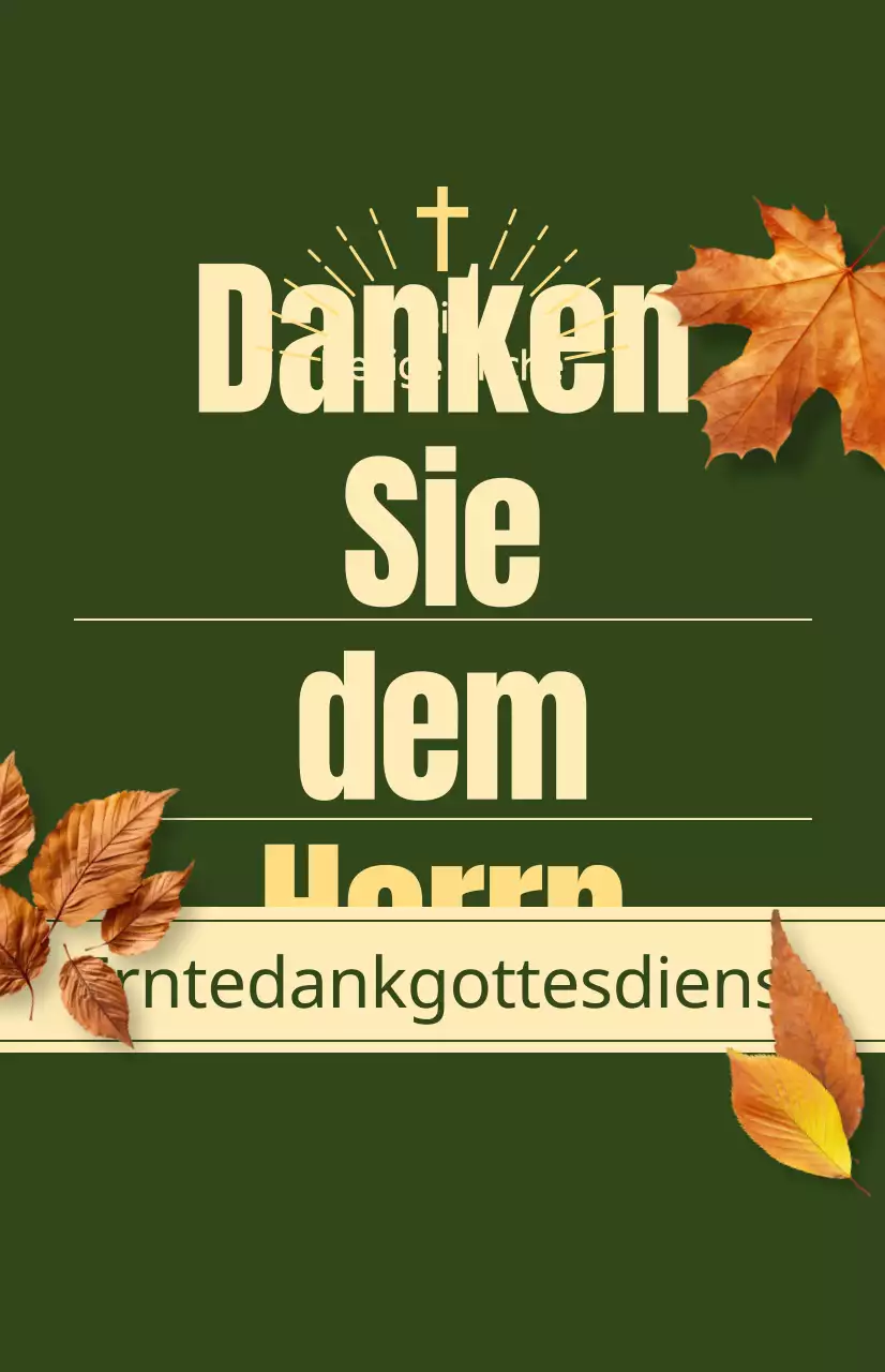 Ein kirchlicher Herbstgottesdienst mit einem Text zum Erntedankfest und einer Fotoillustration von fallenden Blättern.