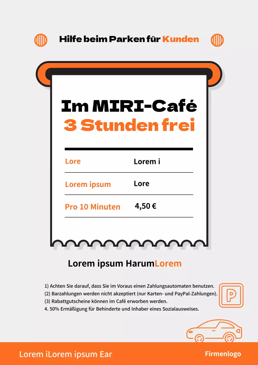 Orange und graue Parkschilder