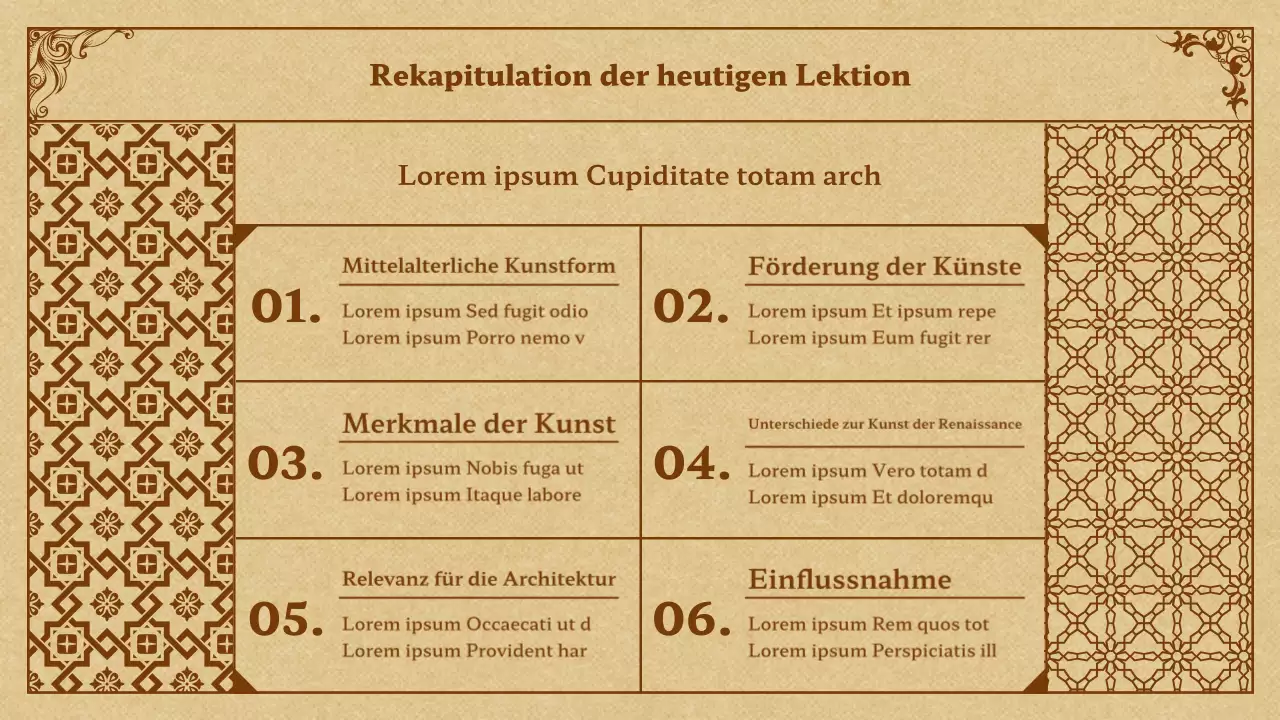 Mittelalterliche Kunst in Beige und Braun Präsentation