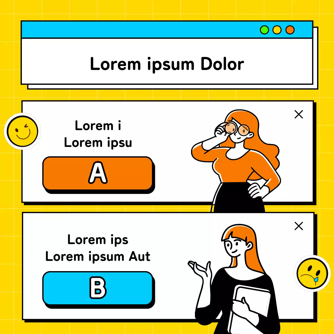 Ein Gleichgewichtsspiel am Arbeitsplatz mit gelben und hellblauen Farbtupfern gepostet von