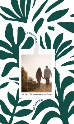 Sentimentale grüne Pflanzenillustrationen und Polaroidfotos