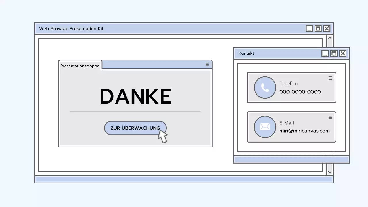 Präsentationsmappe mit einem hellblauen Browserkonzept