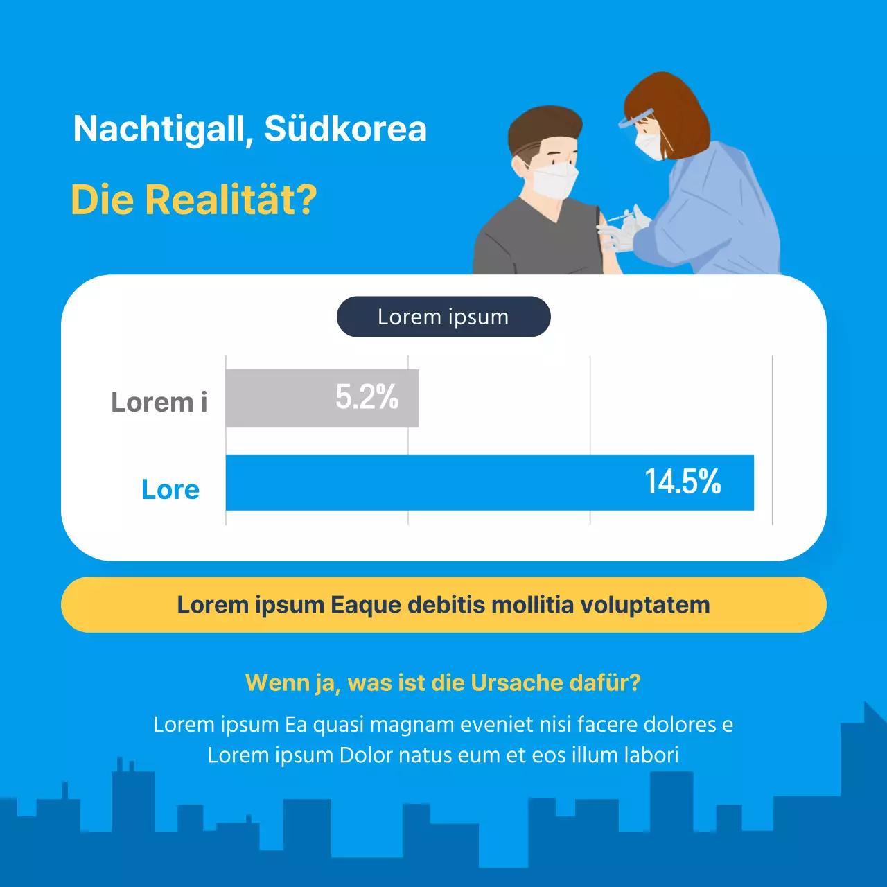 Karte zum Weltkrankenpflegetag in blauem News-Design