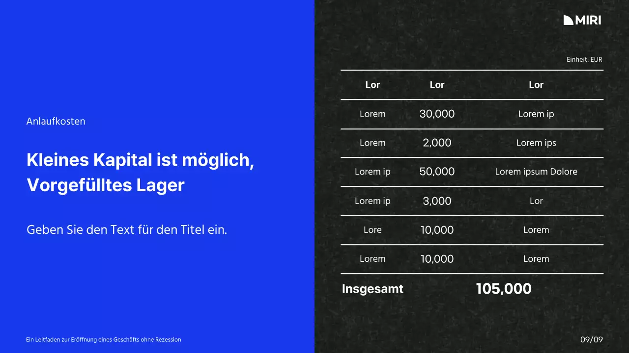 Ein Leitfaden für die Einrichtung eines Einkaufszentrums mit weißem, blauem und schwarzem Farbschema und Rasteranordnung