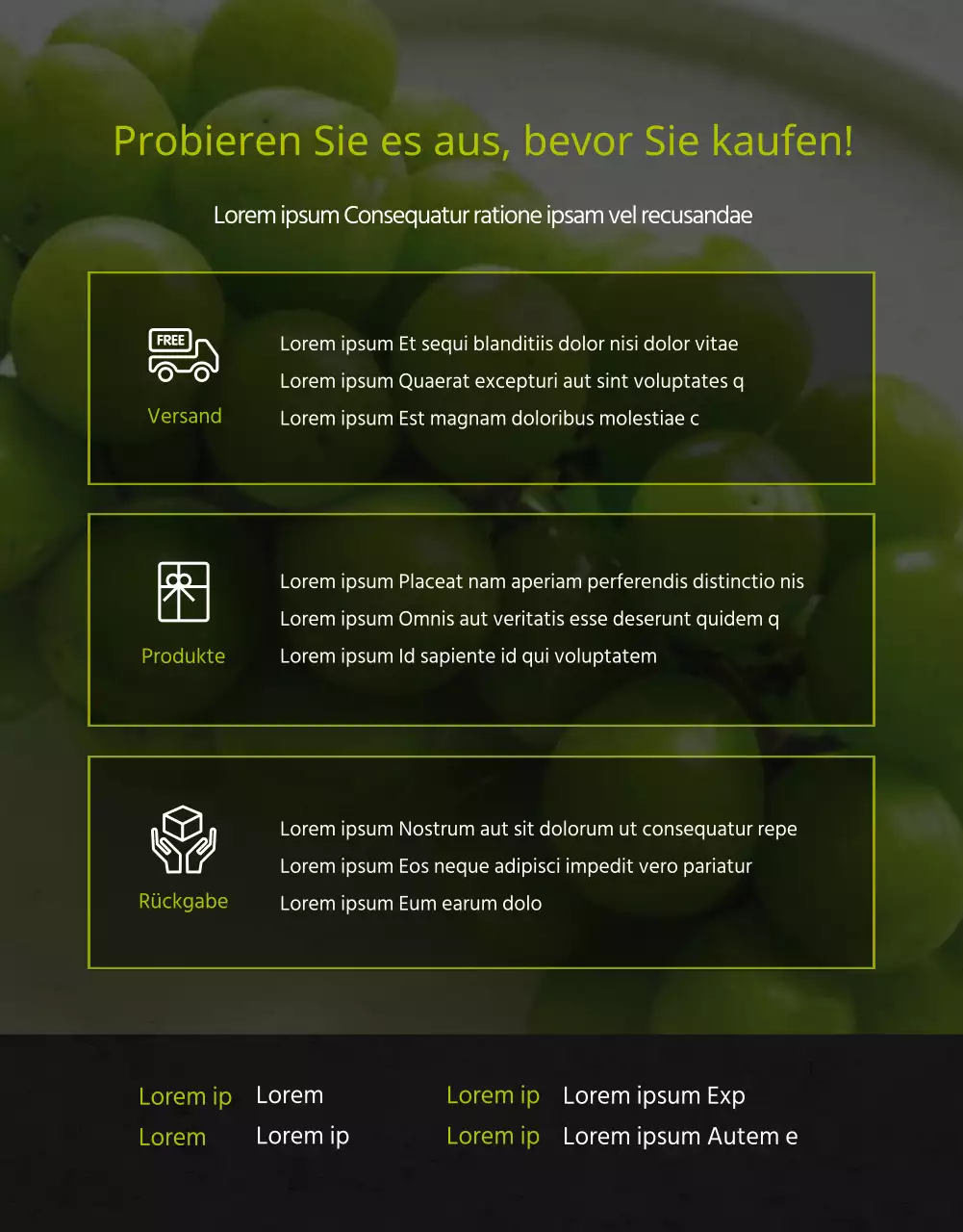 Premium-Muskat mit hohem Zuckergehalt in Schwarz und Grün für die Verkaufsförderung lokaler Landwirte Kleinunternehmen lokale Lebensmittel