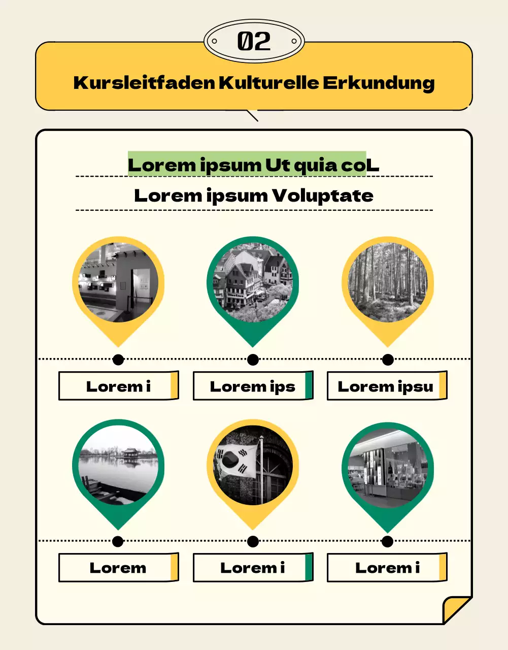 Gelbes und rosafarbenes geteiltes Layout Leitfaden für die Teilnahme an lokalen kulturellen Touren