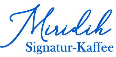 Emotionale Schrift- und Textkombinationen in lebhaftem Blau Für Cafe-Werbung und Merchandising.