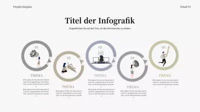 Infografiken mit grau-beigen Grafiksymbolen