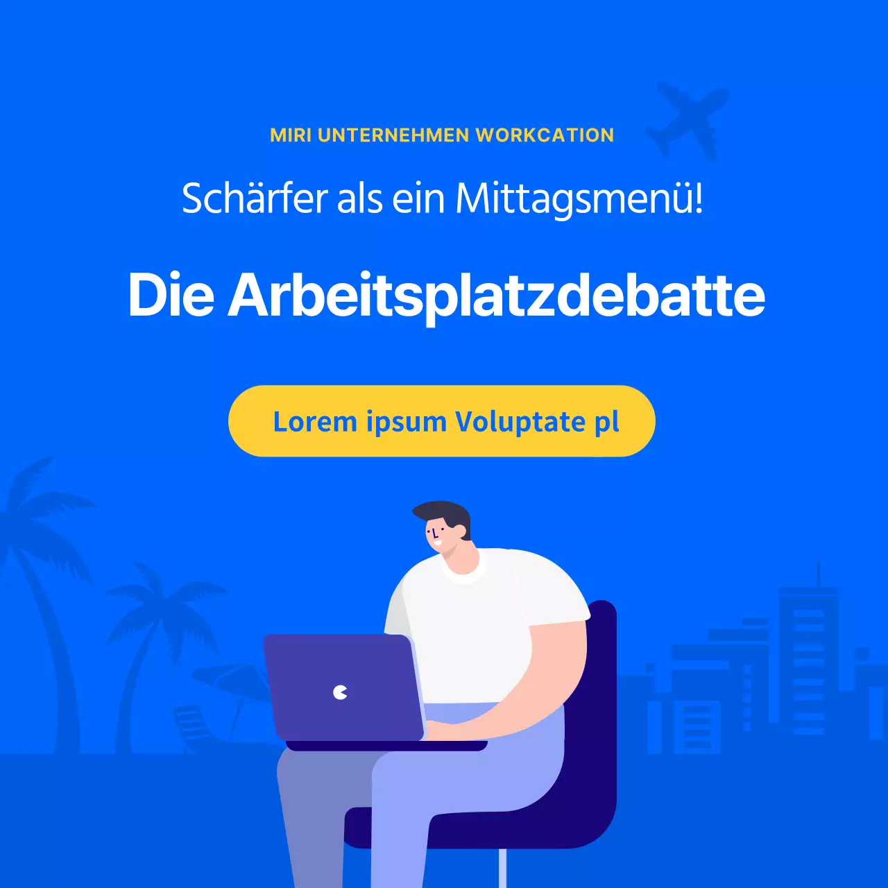 Saubere blaue Arbeitsplatzdebatte cardnews design