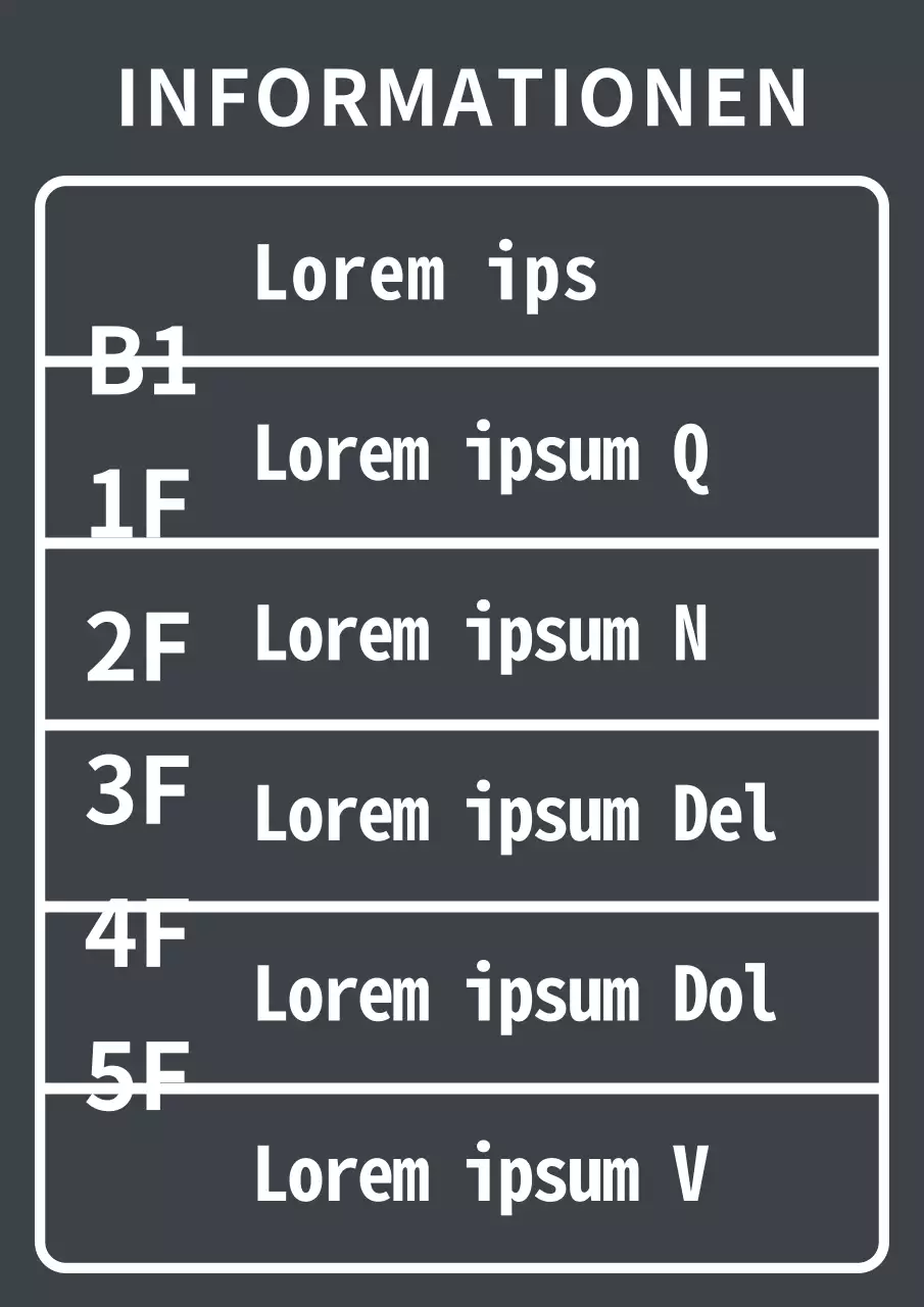 Einfacher weißer Aufkleber mit Gebäudeinformationen