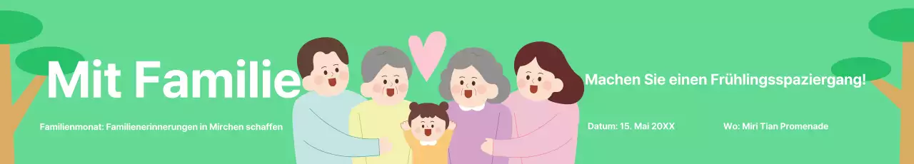 Spaziergang Veranstaltung mit Illustration einer Familie in einem Chartreuse Park Hintergrund