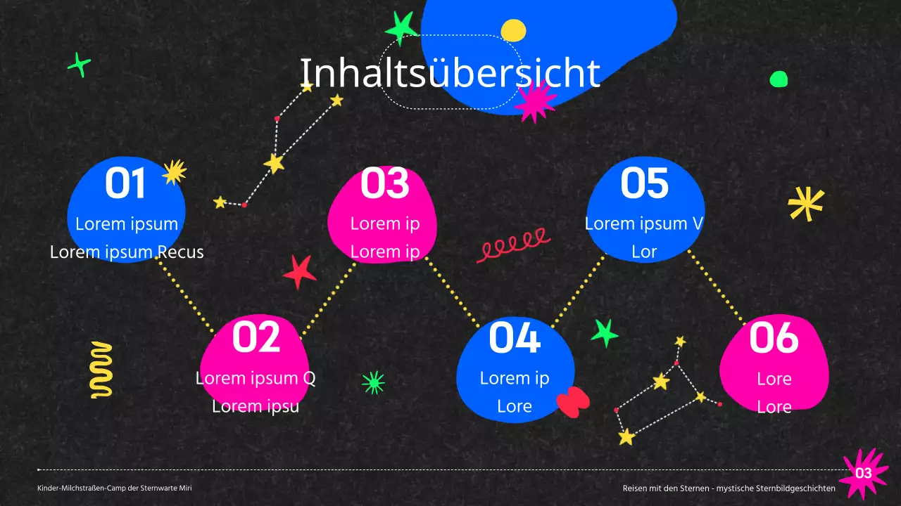 Bunte Sternwarte Milchstraße Camp Sternbilder auf schwarzem Hintergrund Lehrmittel