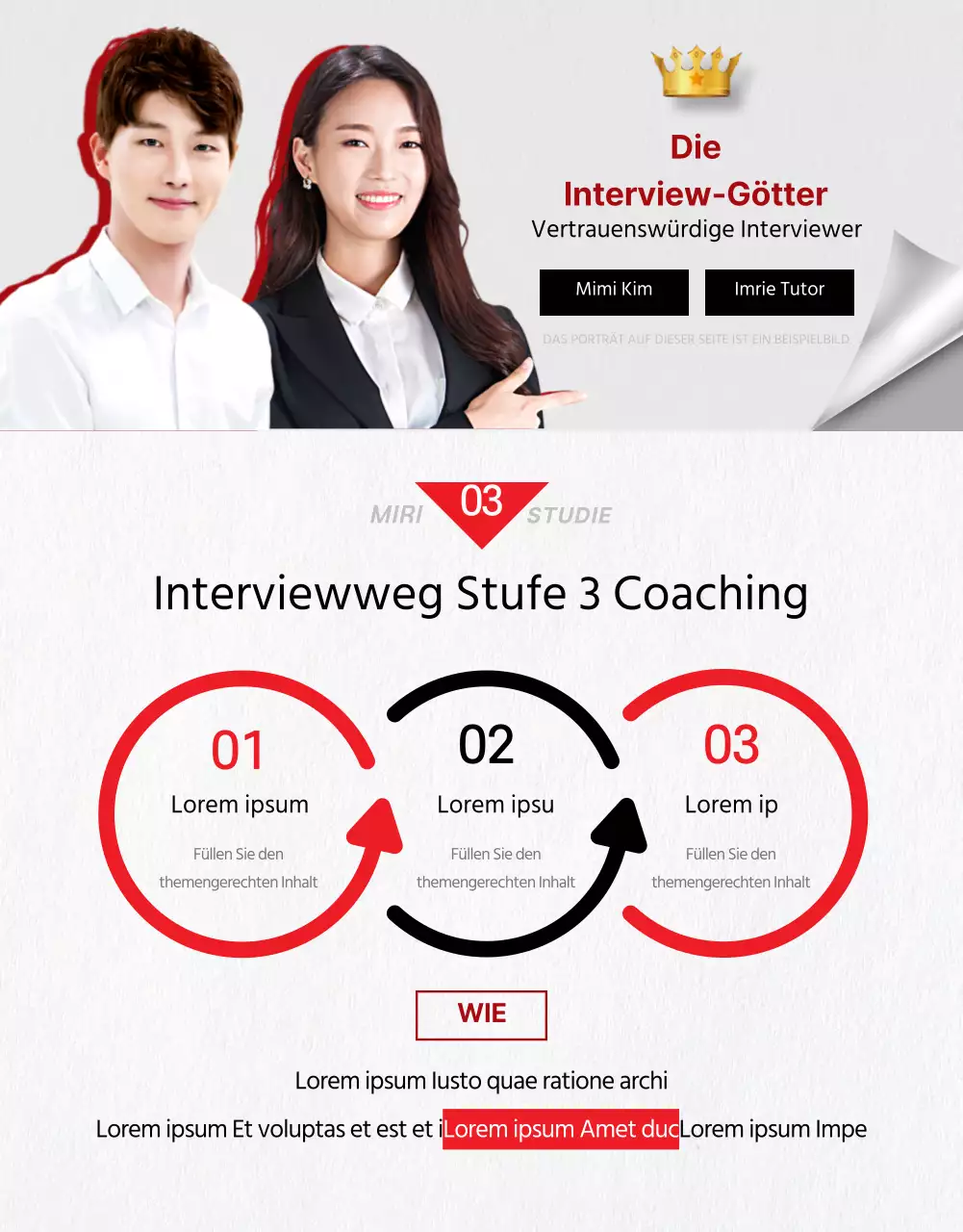 Eine einfache rot-schwarze Kursbeschreibung für ein Online-Interview
