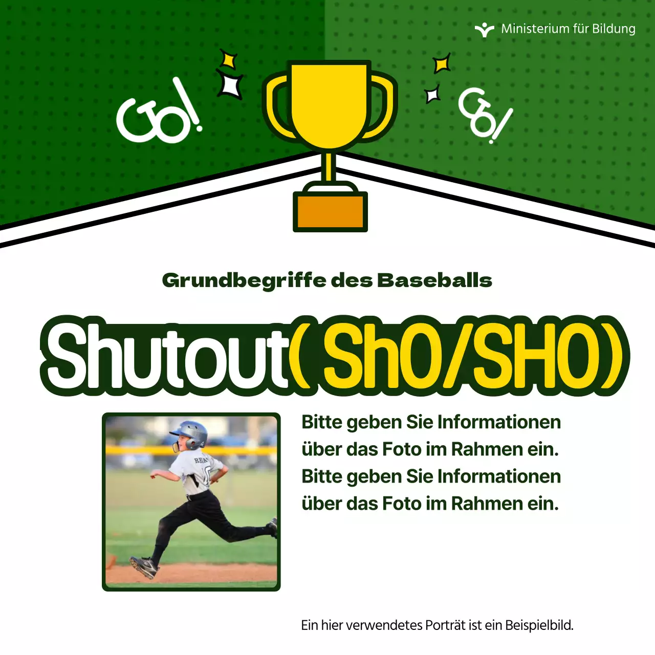 Informationen über niedliche Baseballbegriffe auf grünem Hintergrund