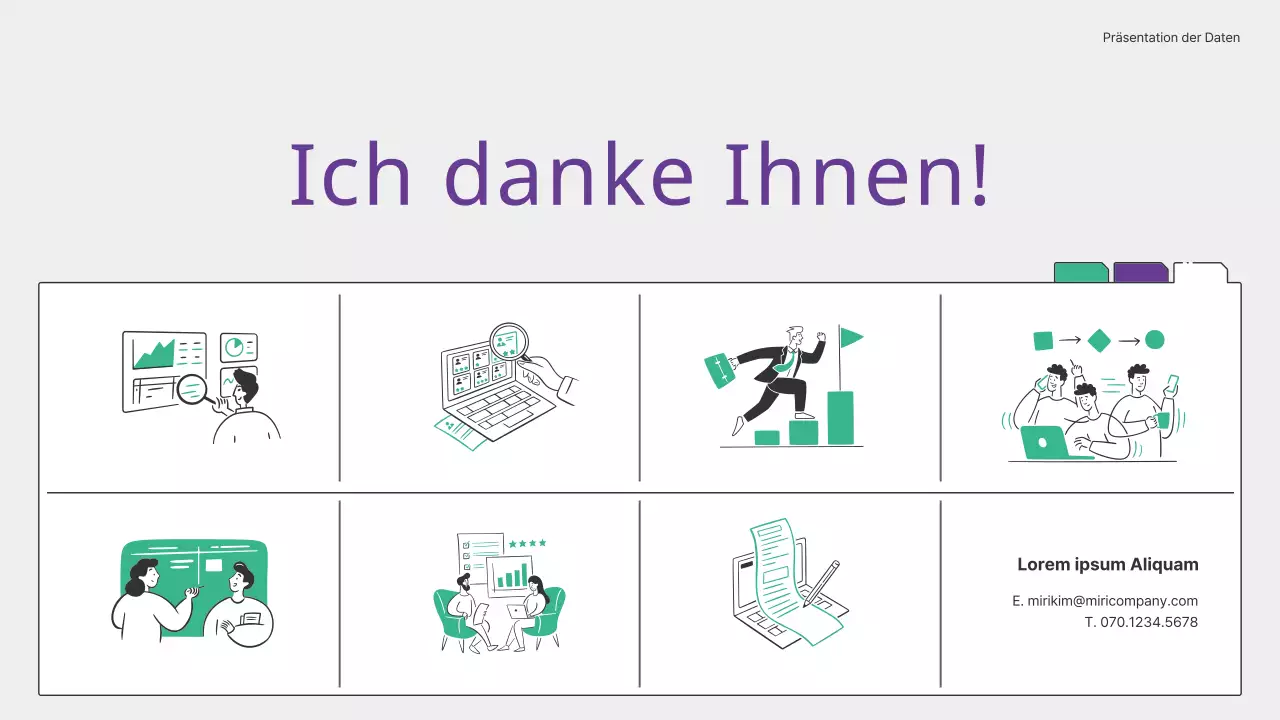 Einfache grüne und violette Diagramme und infografische Darstellung