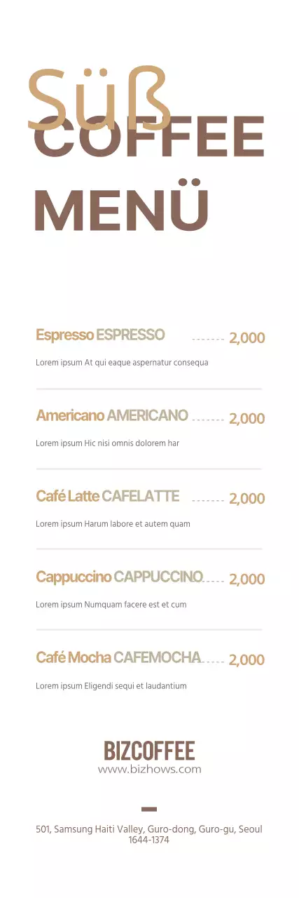 Kaffee-Menü