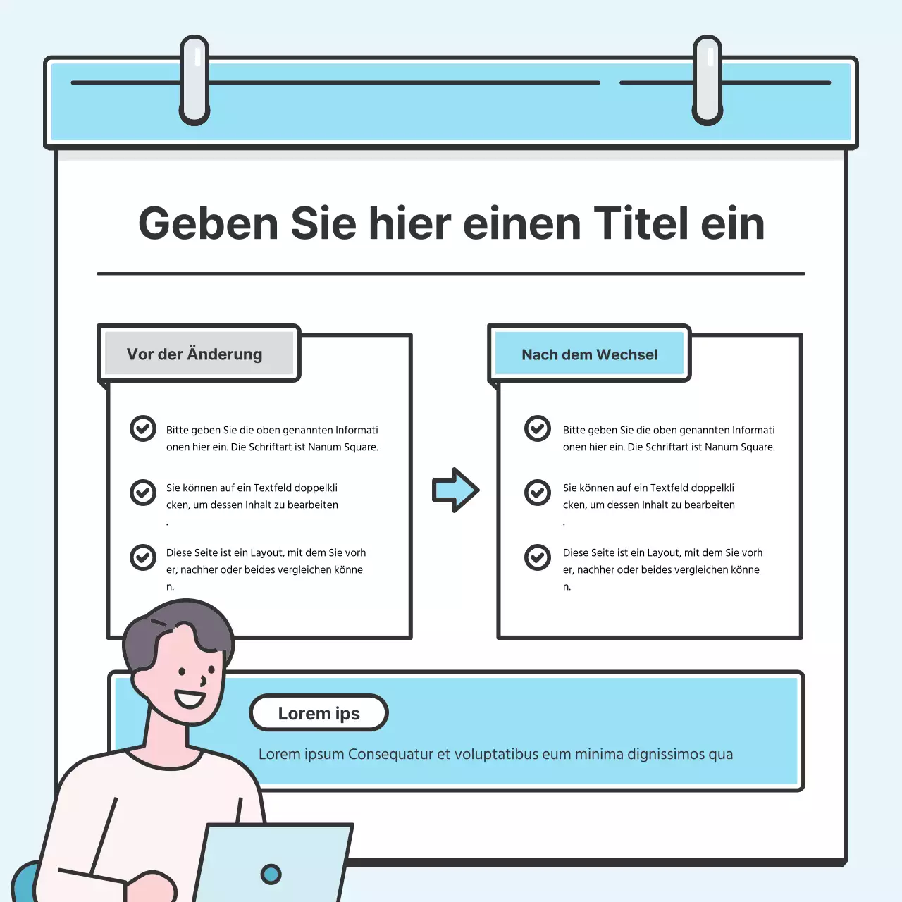 Hellblaues Notenkonzept Hübsche Karte mit niedlichen IllustrationenNews