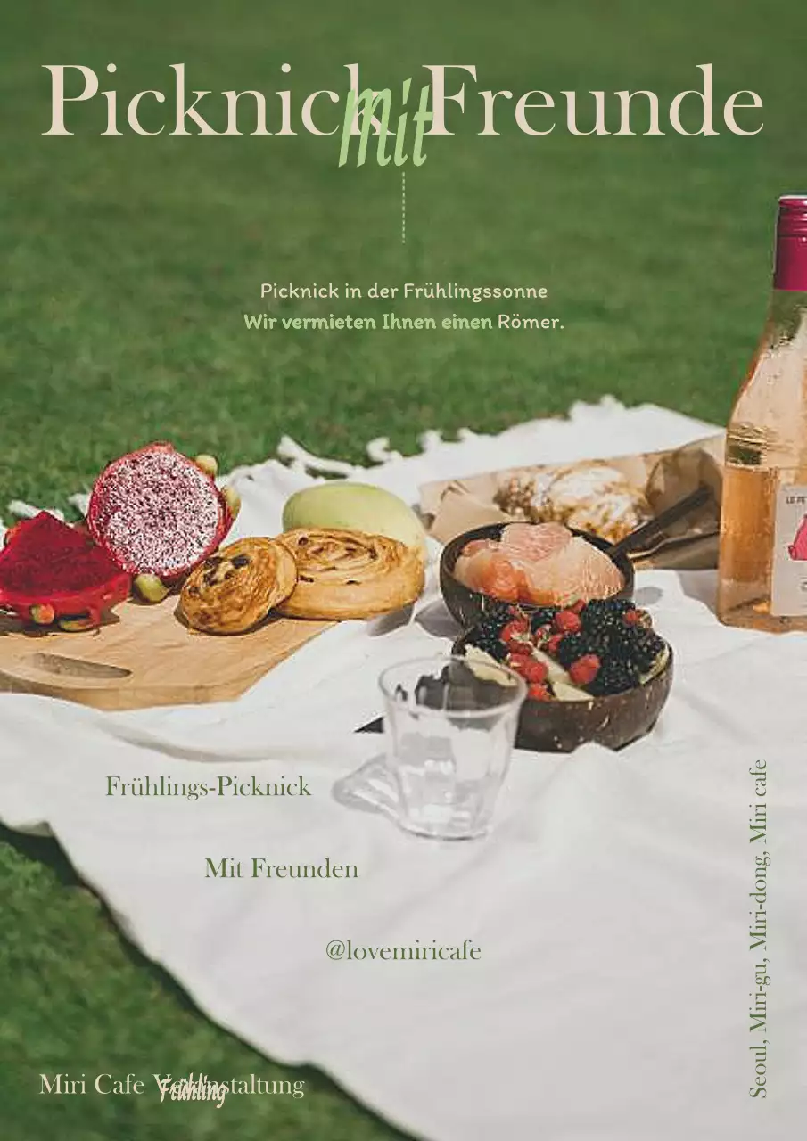 Picknick-Veranstaltung mit grünem, grasbewachsenem Hintergrund