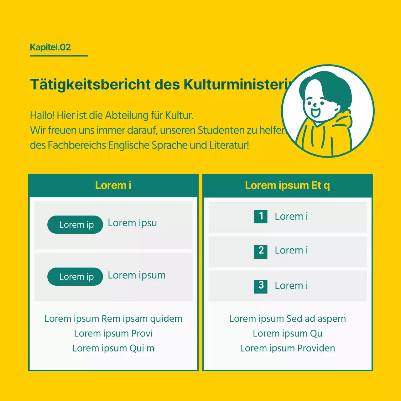 Gelbe und grüne Uni-Highlights cardNews-Design