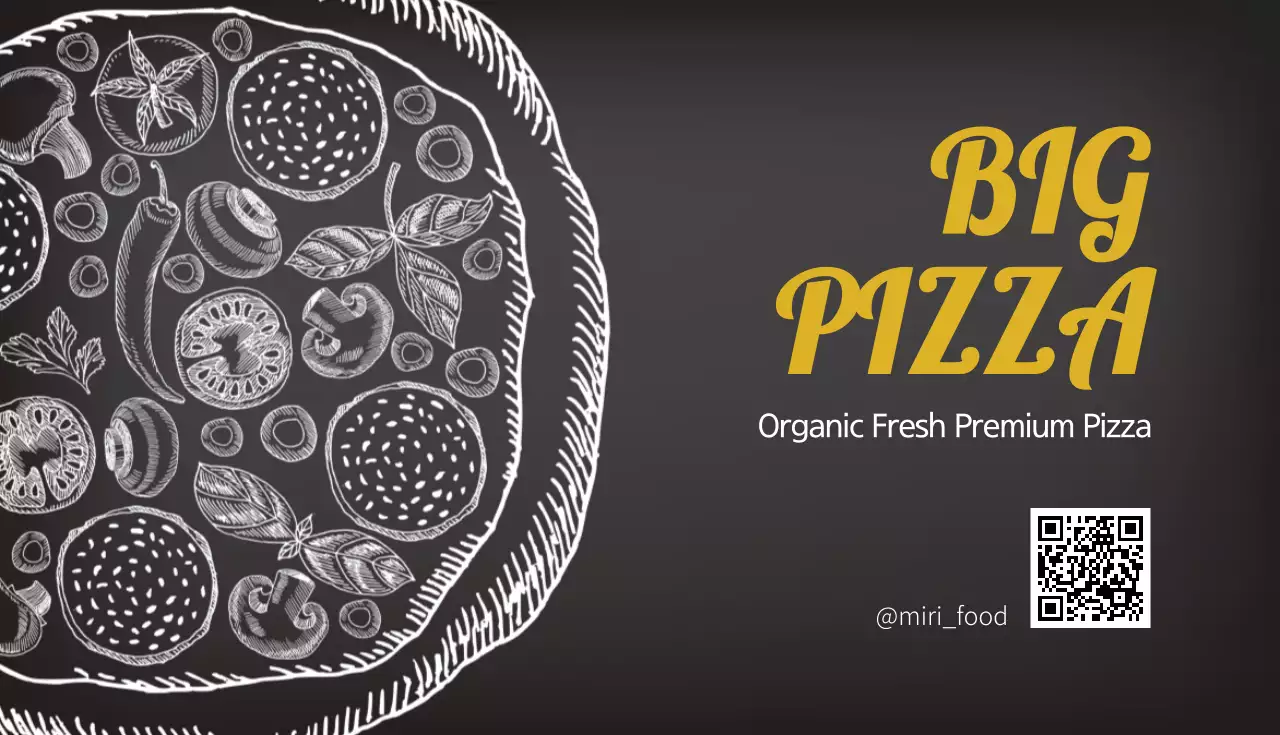 黒 シンプル ピザ メニュー 名刺