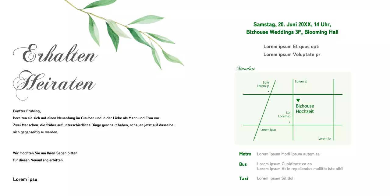 Eine gefühlvolle Hochzeitseinladung mit üppiger Frühlingsstimmung